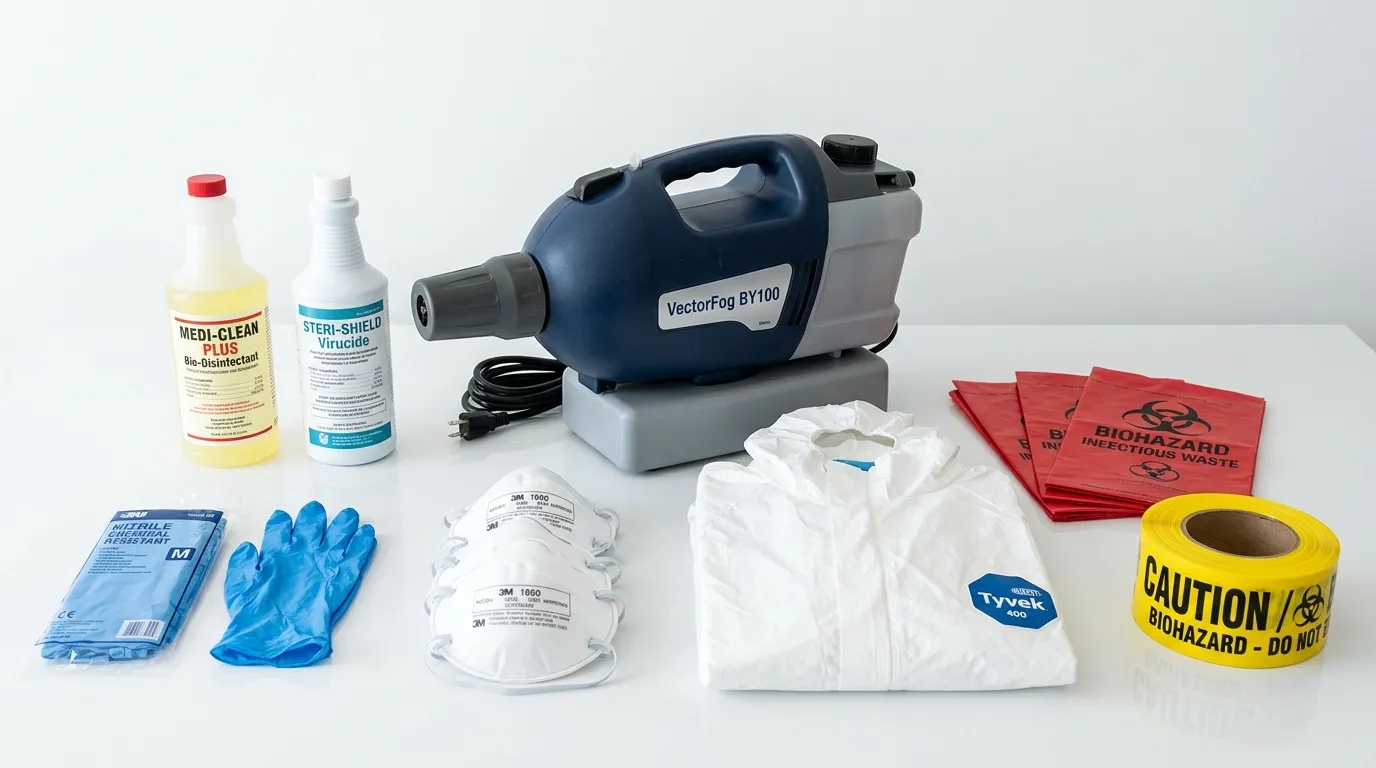 Professional biohazard remediation crew working in Livonia